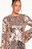 Electra Long Sleeve Mini Dress Gold