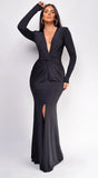 Gianna Black Front Twist Maxi Dress