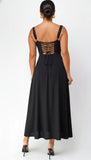 Noura Bustier Lace Up Midi Dress Black