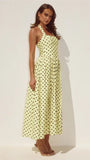 Sammi Halter Midi Dress Lemon Choc Polka