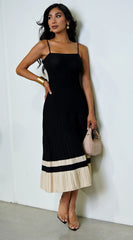 Mira Ribbed Two Tone Midi Dress Black
