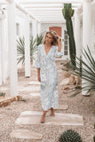 Kolby Long Sleeve Midi Dress Sage Print