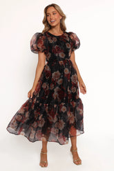 Elspeth Midi Dress Black Floral