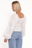 Angelica Long Sleeve Top White