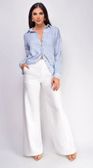 Drew Crinkle Wide Leg Pants White