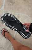Eyre Studded Thong Sandals Black