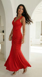 Marena Ruched Maxi Dress Red