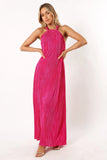Melody Plisse Halter Maxi Dress Pink
