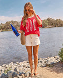 Jayah Drawstring Mid Rise Denim Shorts