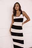 Bridget Midi Dress Cream Black Stripe