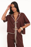 Dalton Tie Top Brown Cream