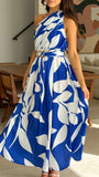 Hadas Maxi Dress Cobalt White Print