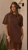 Avei Lace T Shirt Mini Dress Chocolate