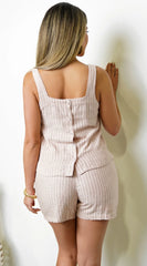 Edit Striped Linen Set Hazelnut