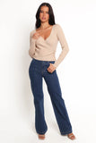 Lavia Knit Wrap Top Beige