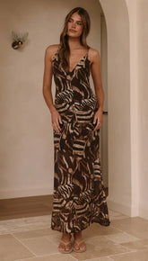 Sharn Maxi Dress Chocolate Zebra