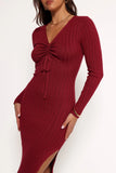 Irene Long Sleeve Midi Dress Wine