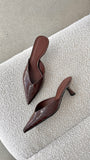Adele Heel Chocolate Patent Croc