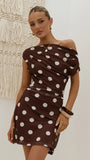Sammie Mini Dress Brown Cream Polka