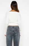 Another Time Cinched Waist Long Sleeve Top White