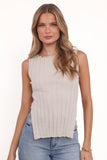 Brodie Wide Rib Knit Top Beige