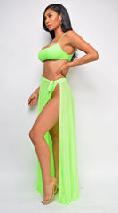 Skyros Neon Green Mesh Maxi Wrap Cover up Skirt