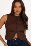 Daniella Linen Vest Chocolate Brown