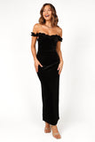 Celeste Off Shoulder Velvet Maxi Dress Black