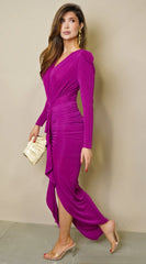 Azra Metallic Maxi Dress Magenta