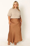 Nellie Satin Midi Skirt Bronze