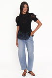 Adeline Peplum Top Black