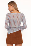 Annora Asymmetrical Mesh Top Blue Dot