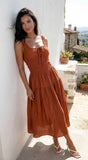 Celesta Midi Dress Rust Brown