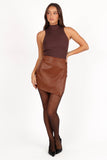 Rebecca Faux Leather Mini Skirt Camel