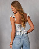 Roselin Abstract Novelty Peplum Top