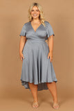 Amanda Hi Lo Tie Front Dress Blue
