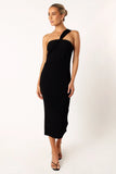 Halle One Shoulder Midi Dress Black