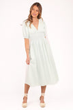 Ronnie Short Sleeve Midi Dress Green Blue Stripe