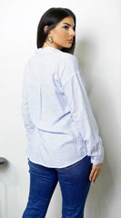 Everyday Stripe Button Down Shirt Blue