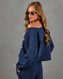 Montauk Social Club Graphic Off the Shoulder Sweatshirt