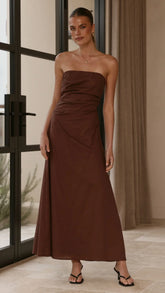 Bolivia Strapless Maxi Dress Chocolate