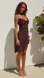 Alora Scoop Neck Mini Dress Choc Lemon Polka