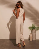 Gentle Getaway Vested Linen Jumpsuit