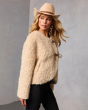 Aleda Faux Fur Asymmetric Front Bow Jacket