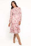 Alamea Long Sleeve Midi Dress Pink Floral