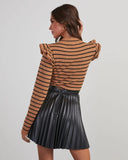 Vixen Pleated Faux Leather Mini Skirt