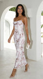 Eliara Floral Fold Over Maxi Dress Pink