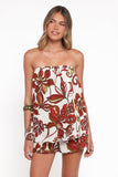 Sallie Strapless Romper Brown Floral
