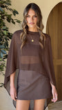 Carey Sheer Cape Poncho Brown