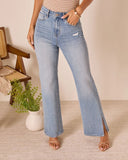 Downey Stretch High Rise Slit Flare Leg Jeans